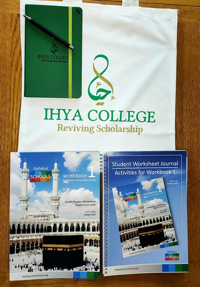 Islamic studies for children resource pack including text book, workbook, bag, pen and notebook